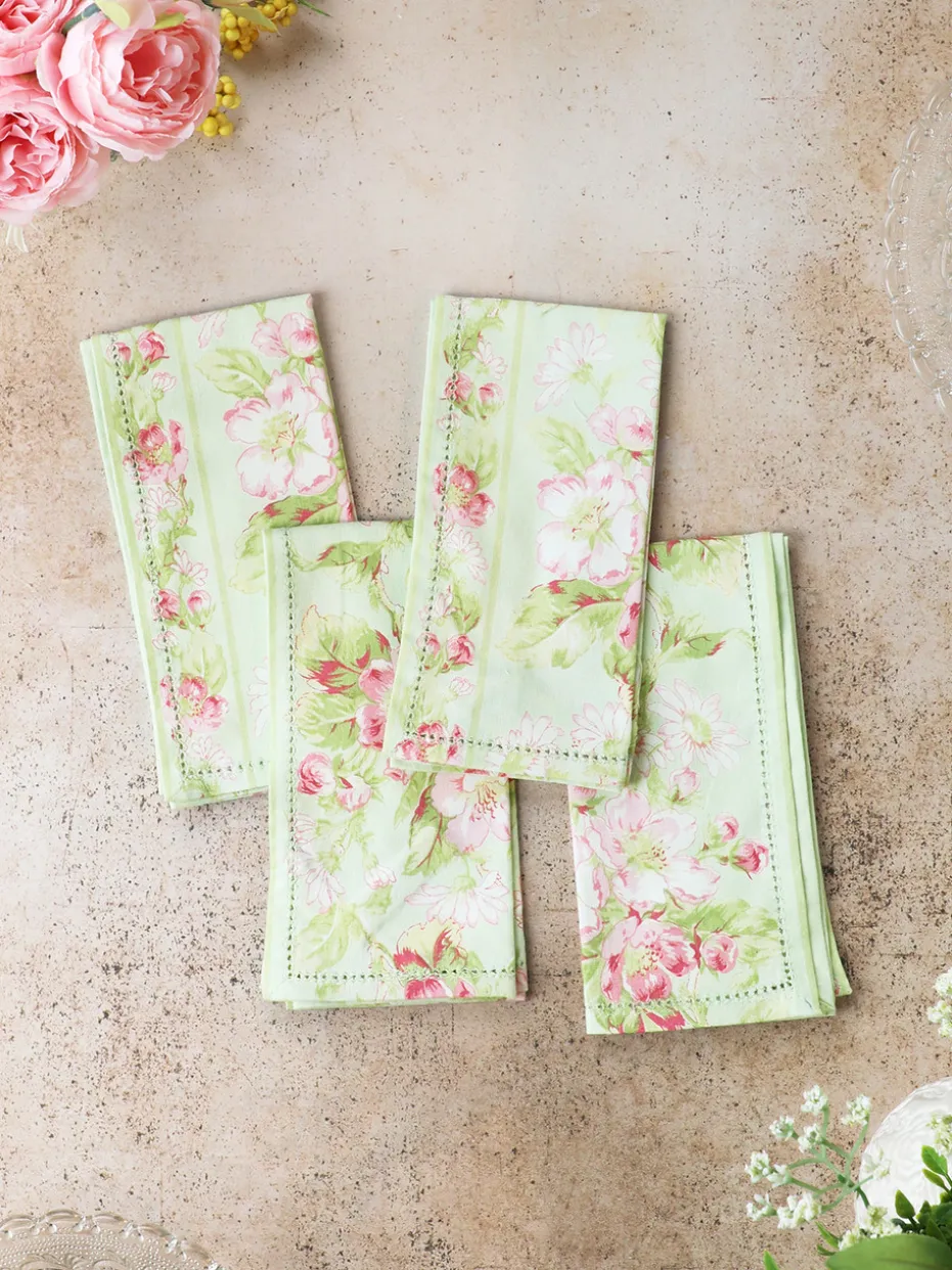 Apple Blossom Luncheon Napkin Set of 4 - Light Green