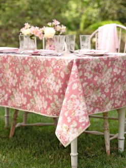 Apple Blossom Oilcloth Tablecloth - Rose