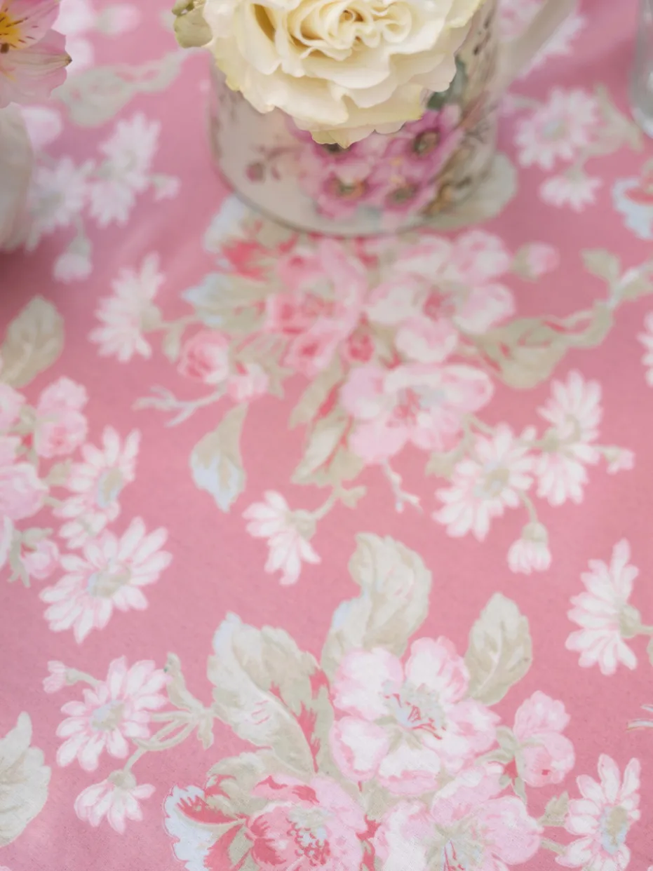 Apple Blossom Oilcloth Tablecloth - Rose