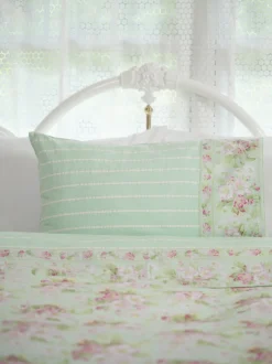 Apple Blossom Queen Duvet Pillowcase Set - Light Green