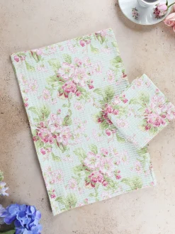 Apple Blossom Tea Towel Set of 2 - Light Green