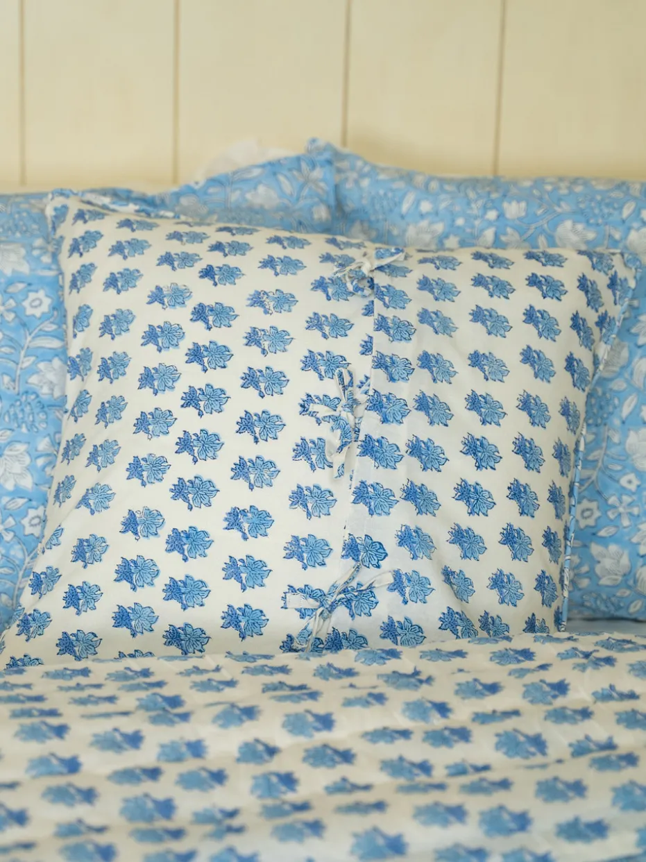 Bailey Block Print Cushion Cover - Blue