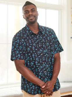 Bali Beach Shirt - Black Turquoise