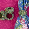 Beaded Braid Napkin Ring Set of 4 - Bright