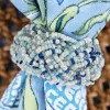 Beaded Braid Napkin Ring Set of 4 - Blue