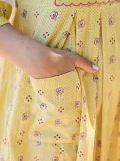 Calais Fleur Dress - Soft Gold