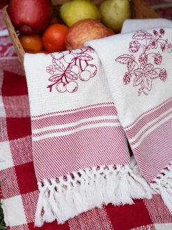 Cherry & Strawberry Tea Towel Set of 2 - Red