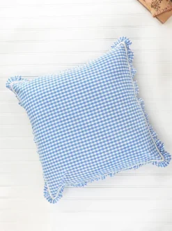 Cottage Gingham Cushion Cover - Blue