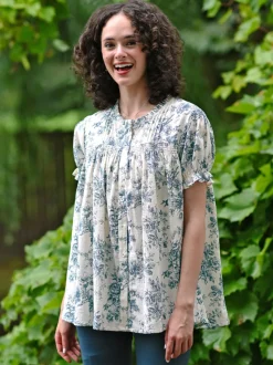 Dancing Rose Smock Blouse - Ecru