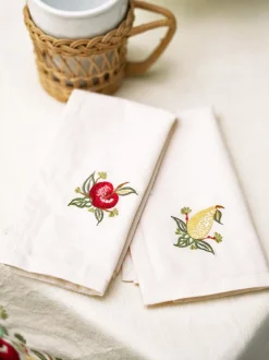 Delicious Embroidered Napkin Set of 2 - Ecru