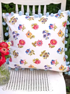 Flowers for your Heart Patchwork Cushion Cover - Red Blue