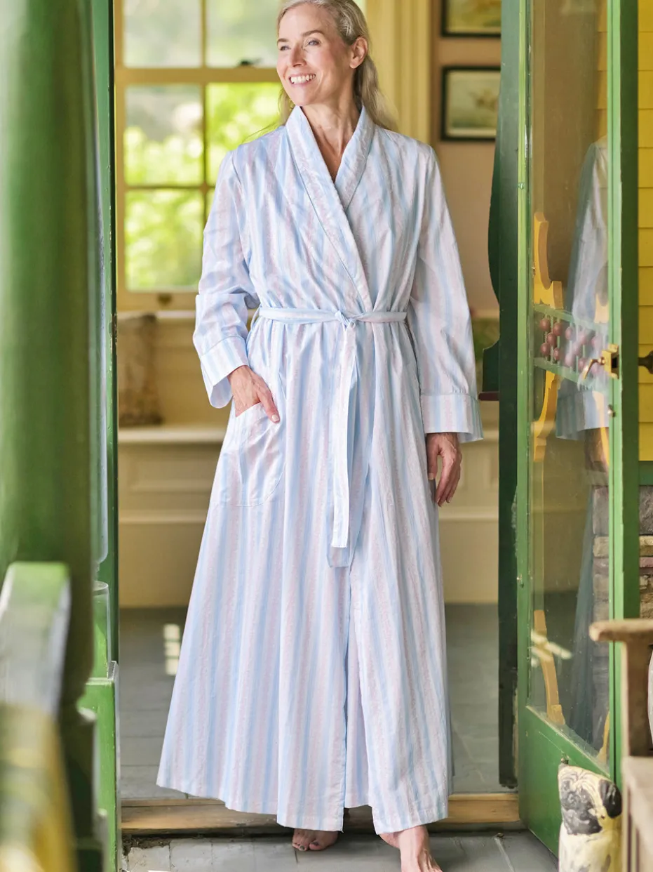 Hampton Stripe Dressing Gown - White Blue