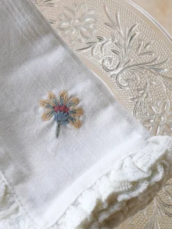 Love Note Embroidered Napkin Set of 2 - Ecru
