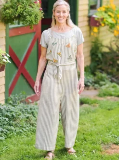 Meadow Stripe Jumpsuit - Sage