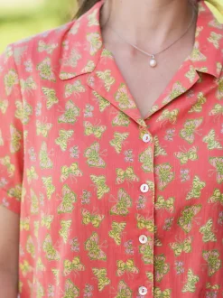 Papillon Blouse - Coral
