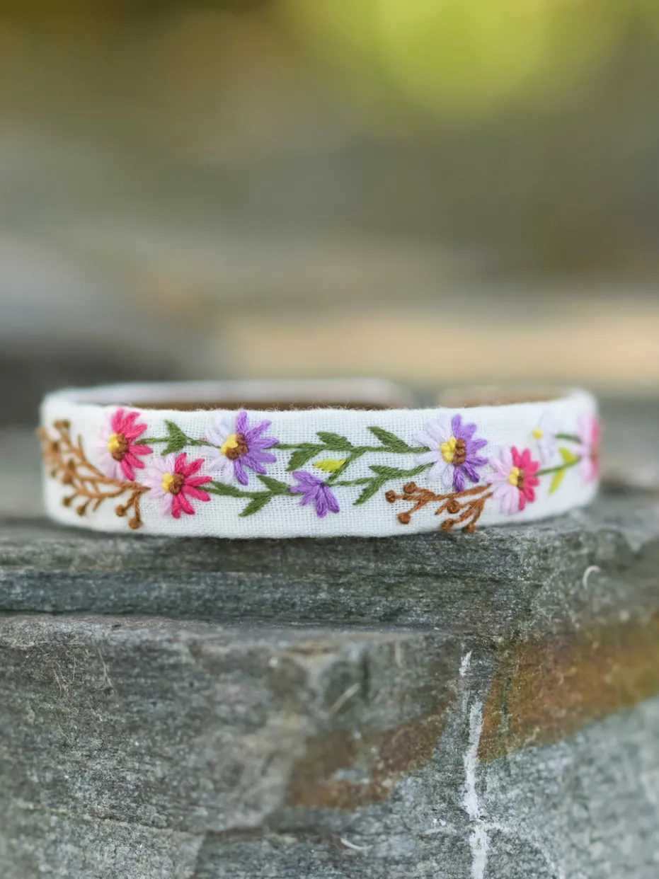 Prairie Embroidered Headband - Cream