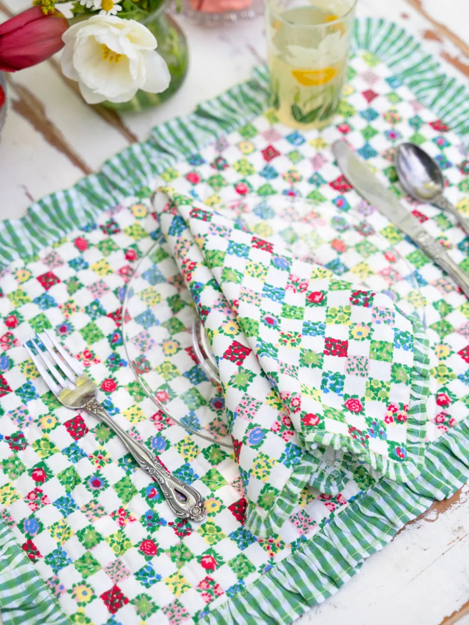 Rebecca Ruffle Quilted Placemat Set of 2 - Multi