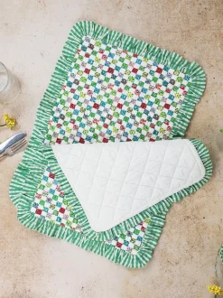 Rebecca Ruffle Quilted Placemat Set of 2 - Multi