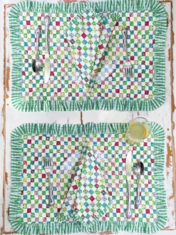 Rebecca Ruffle Quilted Placemat Set of 2 - Multi