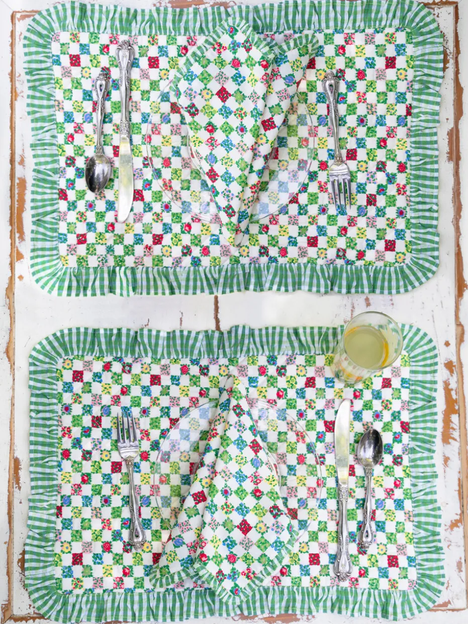 Rebecca Ruffle Quilted Placemat Set of 2 - Multi