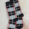 Retro Plaid Crew Sock - Black