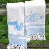 Rose & Hydrangea Tea Towel Set of 2 - Blue