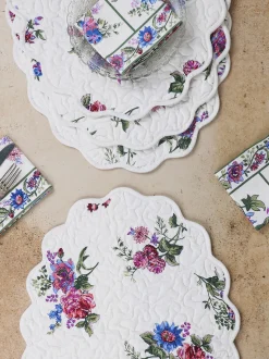 Russian Chintz Quilted Placemat Set of 4 - Ivory