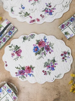 Russian Chintz Quilted Placemat Set of 4 - Ivory