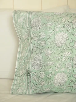 Sadie Block Print Pillowcase - Sage
