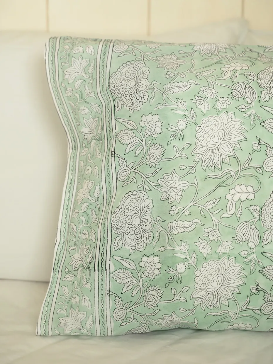 Sadie Block Print Pillowcase - Sage