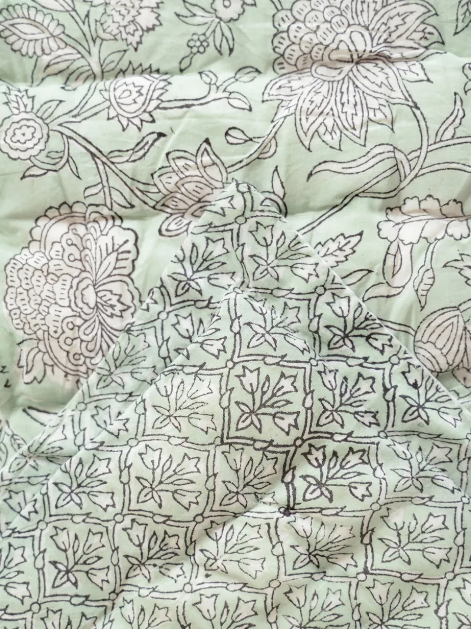 Sadie Block Print Quilt - Sage