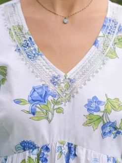 Scotia Dress - White Blue