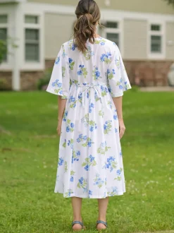Scotia Dress - White Blue