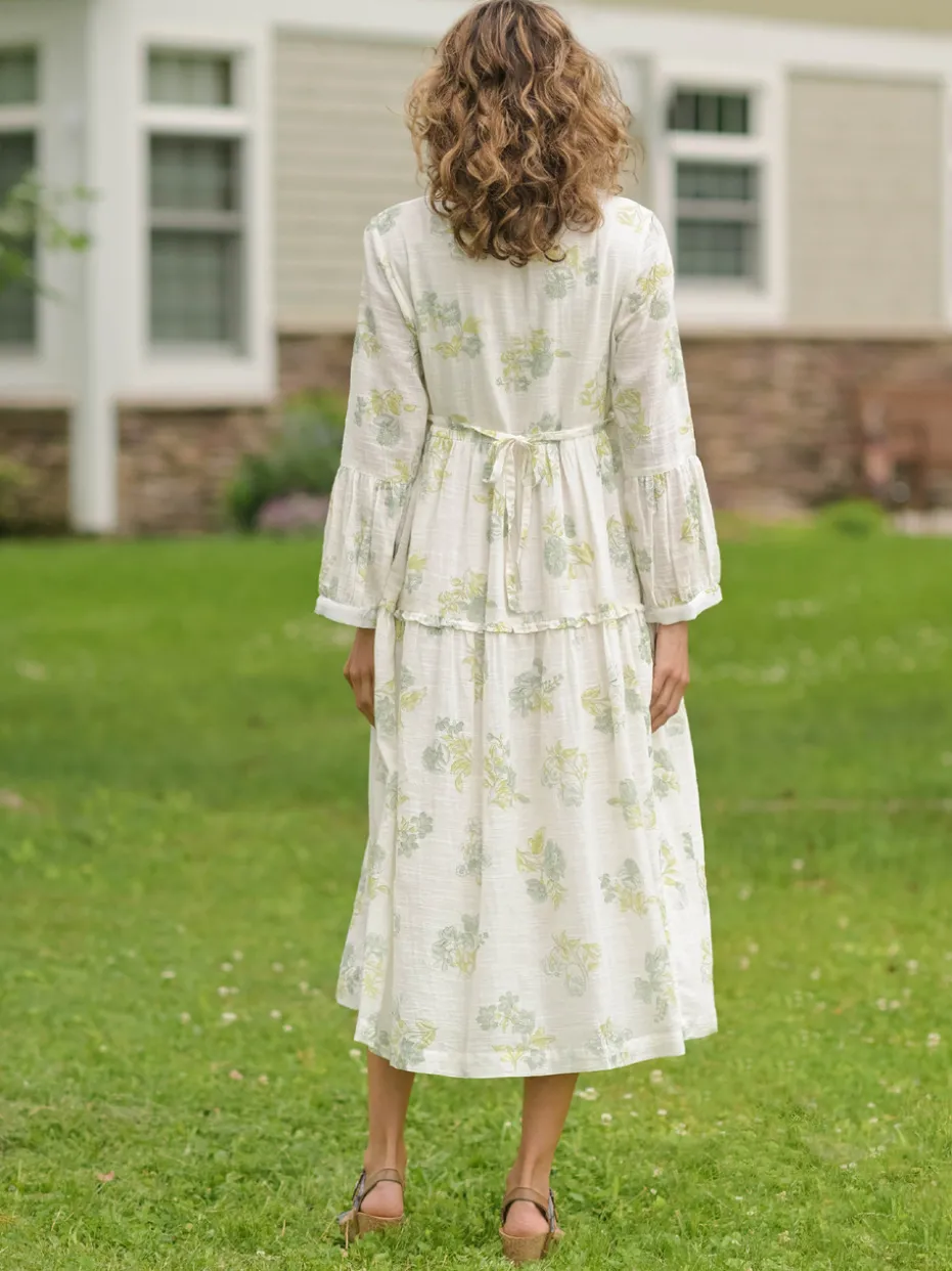 Seaglass Floral Dress - Ivory Sage