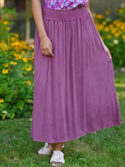Stepping Out Jersey Skirt - Sunwashed Plum
