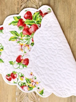 Strawberry Basket Quilted Placemat Set of 4 - White