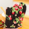 Strawberry Patchwork Oven Mitt Set of 2 - Black