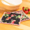 Strawberry Patchwork Potholder Set of 2 - Black