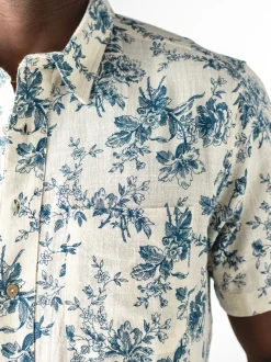 Teal Rose Shirt - Ecru