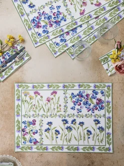 Thistle Placemat Set of 4 - White Blue