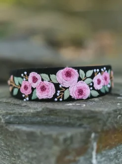 Timeless Embroidered Headband - Black Violet