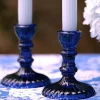 Vintage Candlestick Holder Set of 2 - Blue