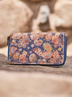 Zipper Wallet - Antique Fan Blue